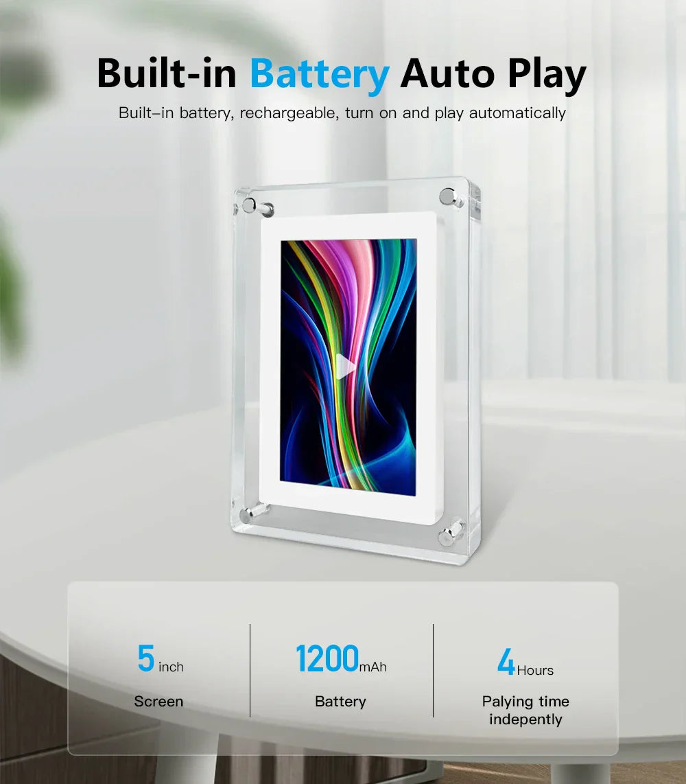 Portable Digital Photo Frame | Cordless Rechargeable Picture Album