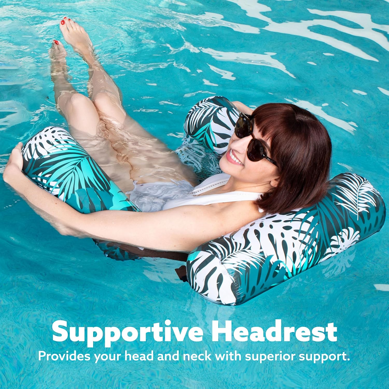 Sloosh Tropic-Ease Inflatable Pool Float Chair – Adjustable Backrest Water Lounger with Cooling Mesh Seat