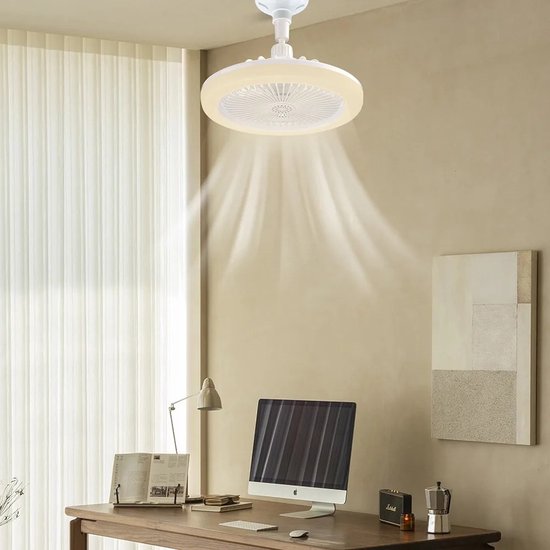 Stylish Screw-In Ceiling Fan with LED Light & Remote – Low-Profile Socket Fan for Instant Room Comfort