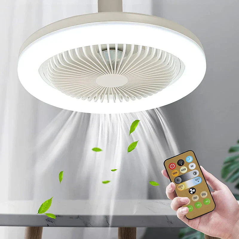 Stylish Screw-In Ceiling Fan with LED Light & Remote – Low-Profile Socket Fan for Instant Room Comfort