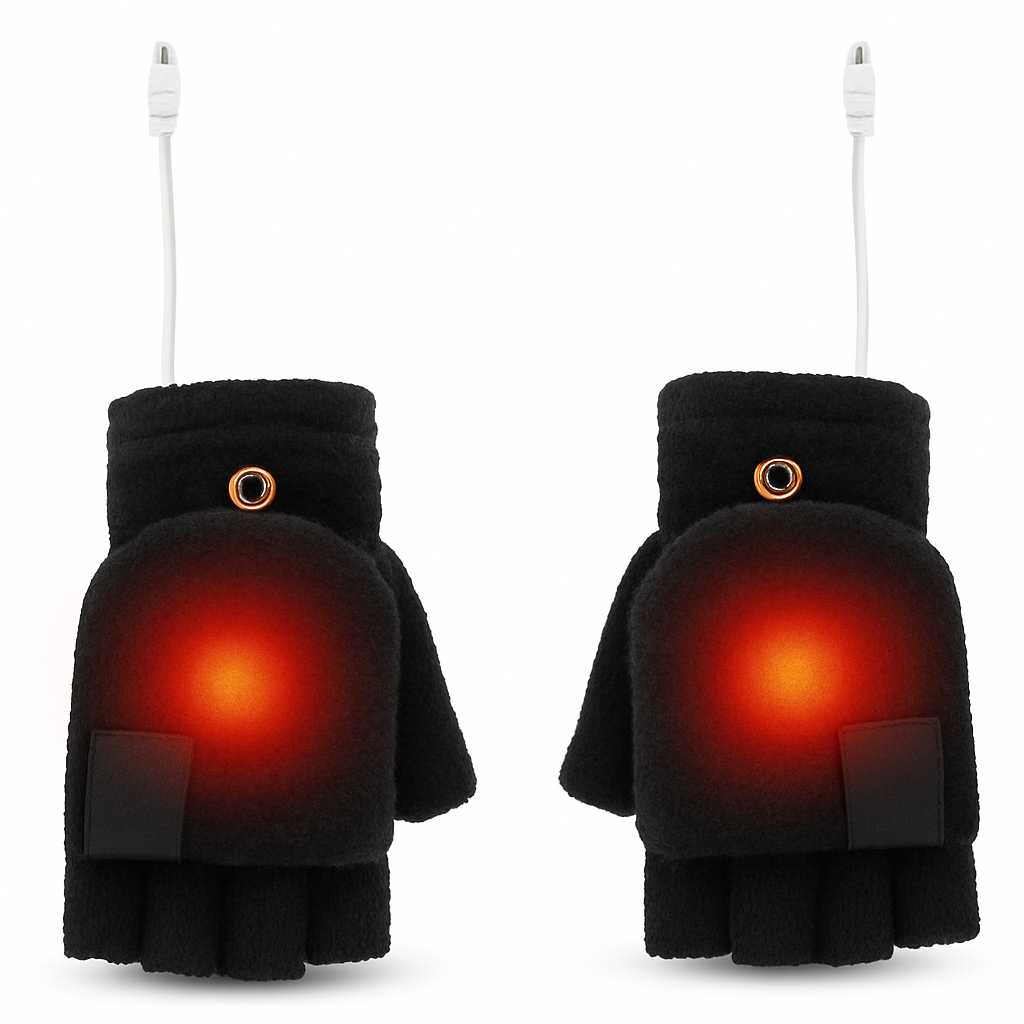 Heated Fingerless Winter Knit Gloves