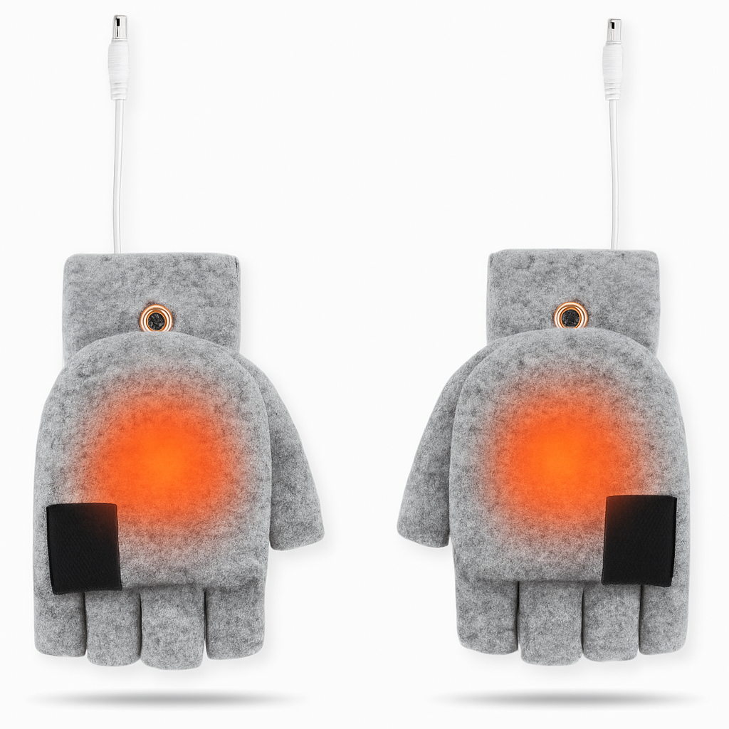Heated Fingerless Winter Knit Gloves