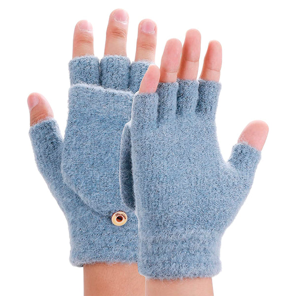 Heated Fingerless Winter Knit Gloves