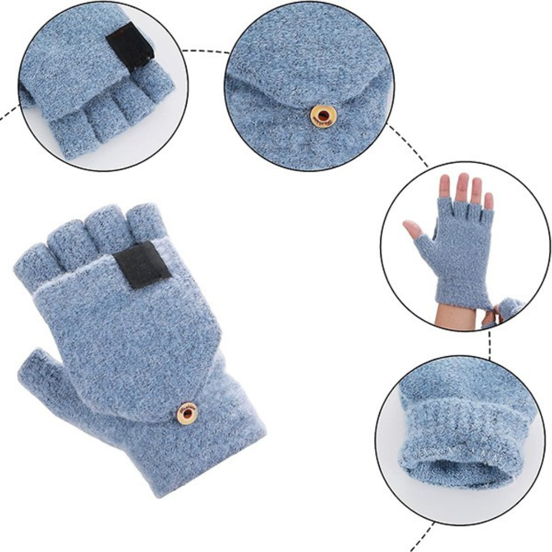 Heated Fingerless Winter Knit Gloves