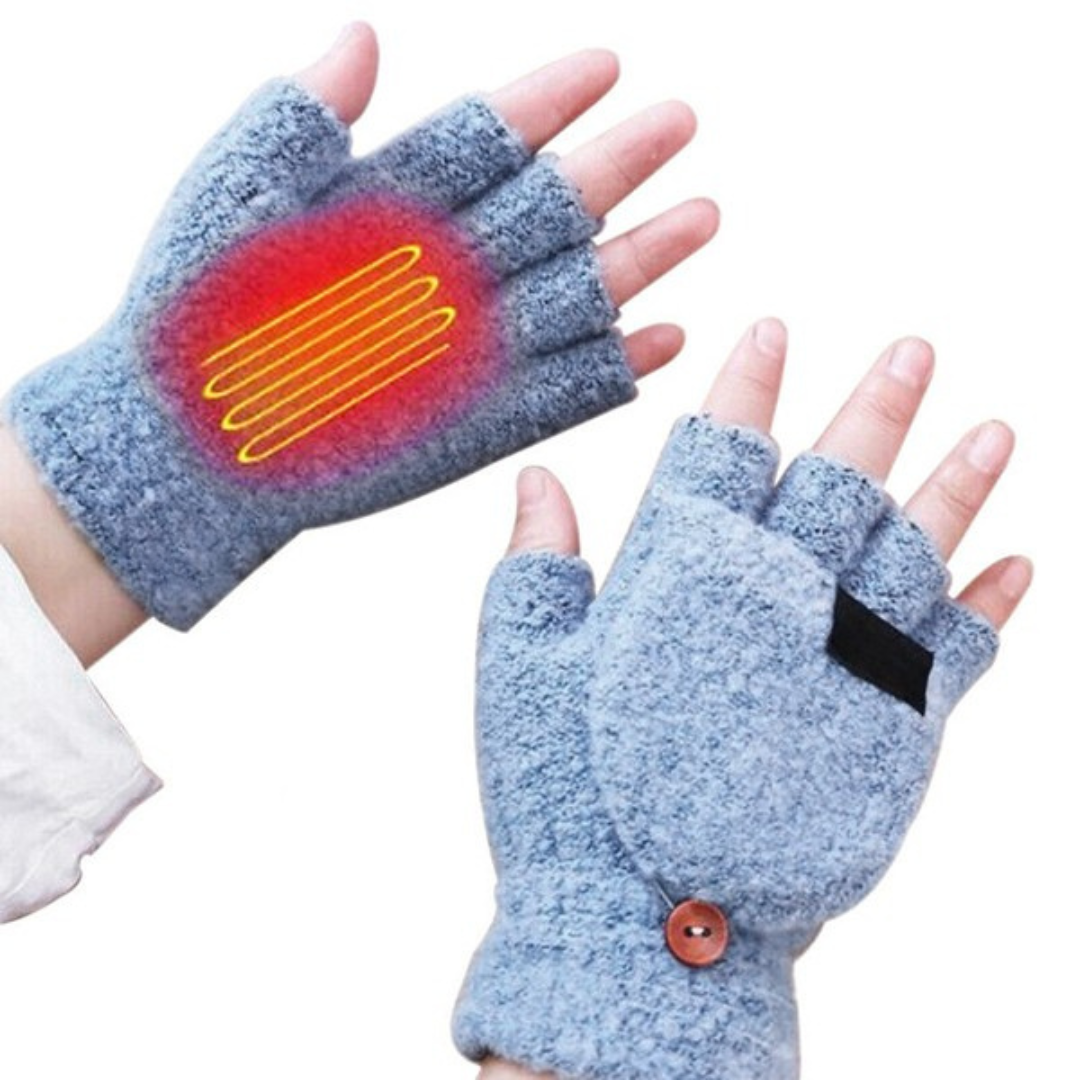Heated Fingerless Winter Knit Gloves