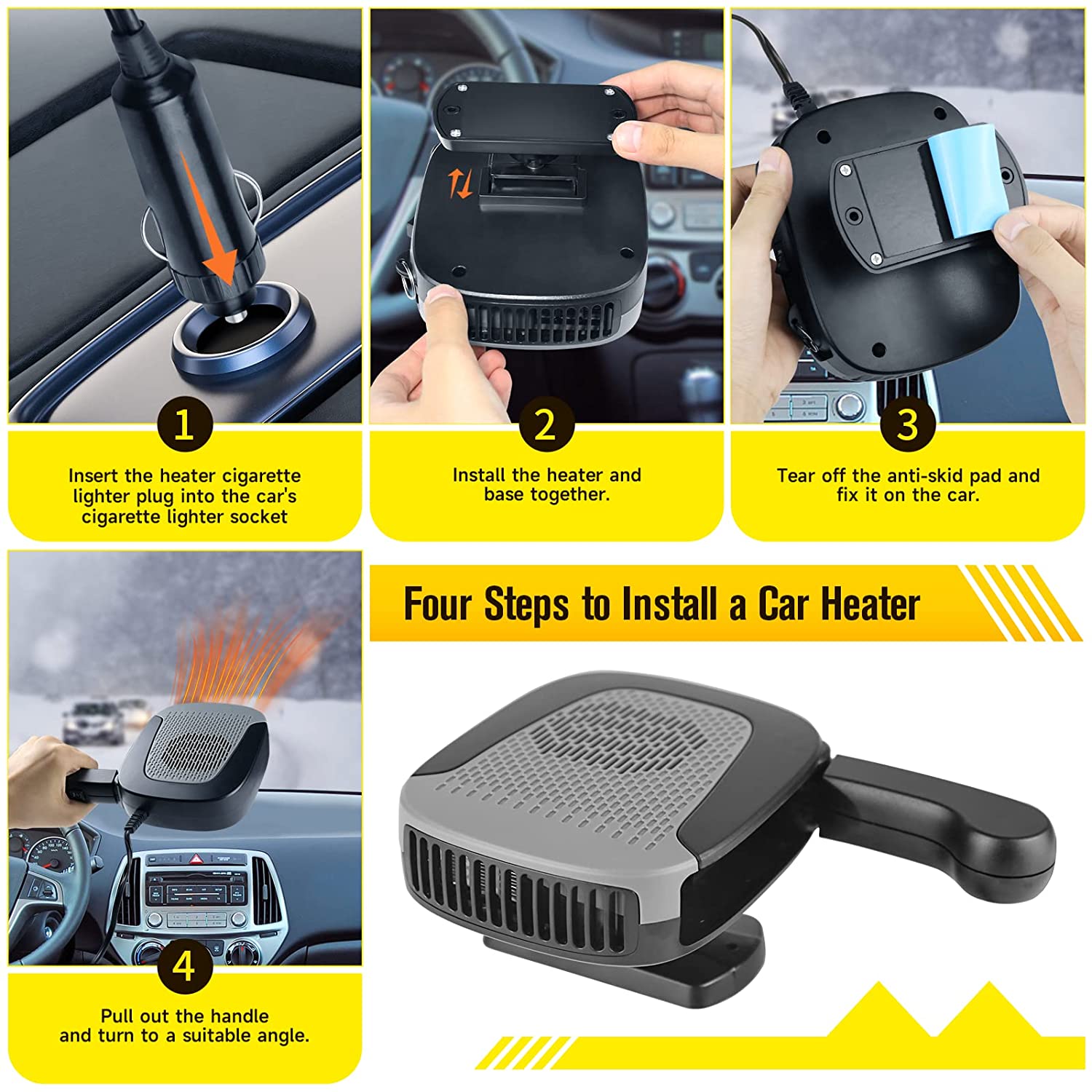 ThomasBlake | Portable 12V Electric Car Heater Fan with Dual Function Heating and Windshield Defroster