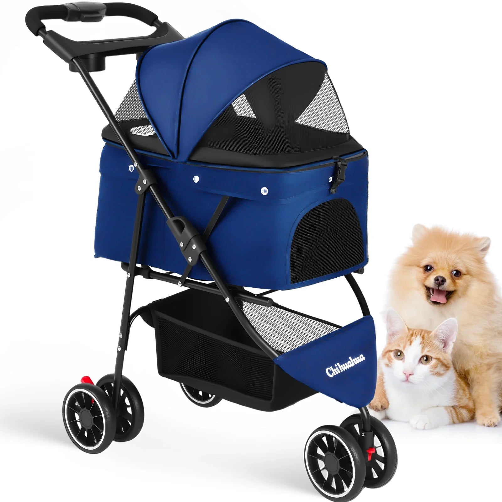 Travel Buddy Pet Stroller for Small Dogs & Cats – Lightweight Foldable Water-Resistant Travel Carriage