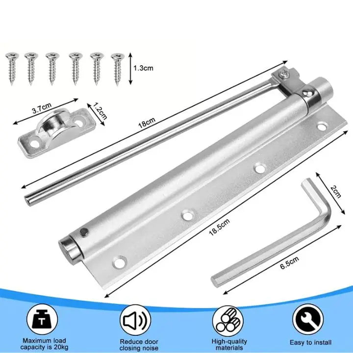 Stainless Steel Automatic Door Closer | Quiet Soft-Close Hinge