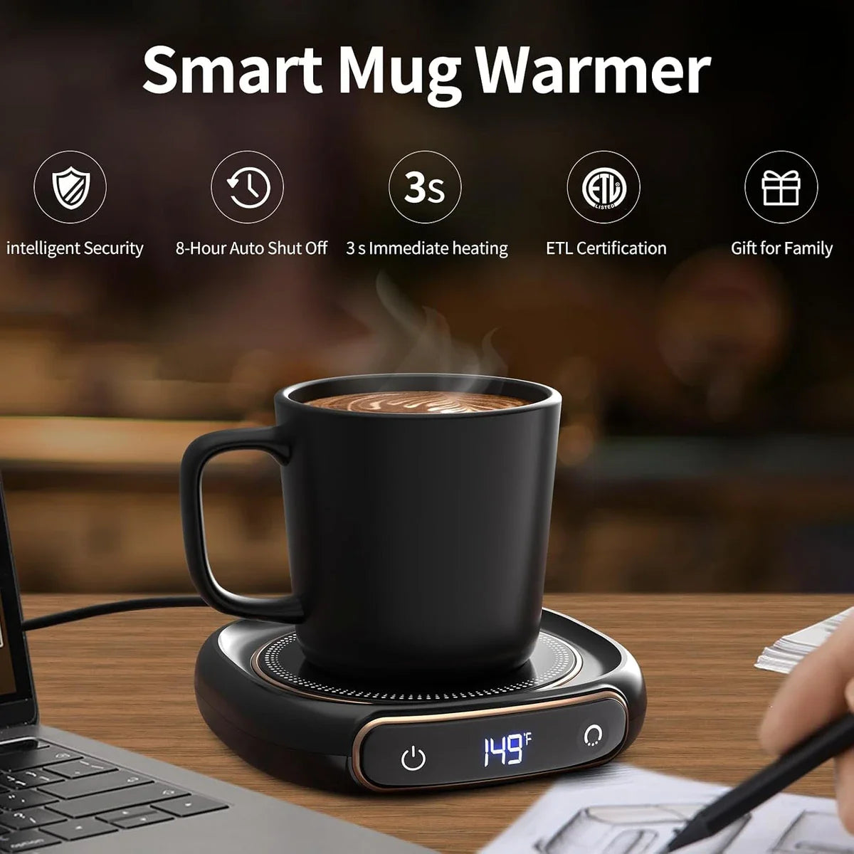 WarmDestik | Compact Smart USB Coffee Warmer Pad with Safety Timer