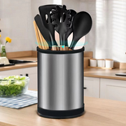 360° Rotating Stainless Steel Utensil Holder | Kitchen Tool Organizer Rack