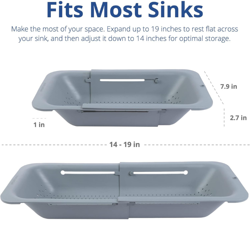 Expandable Over Sink Colander, Vegetable Strainer & Drying Basket