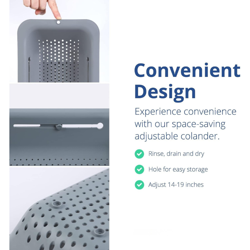Expandable Over Sink Colander, Vegetable Strainer & Drying Basket