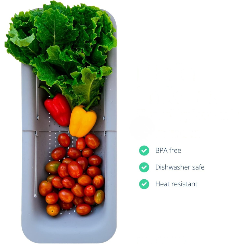 Expandable Over Sink Colander, Vegetable Strainer & Drying Basket