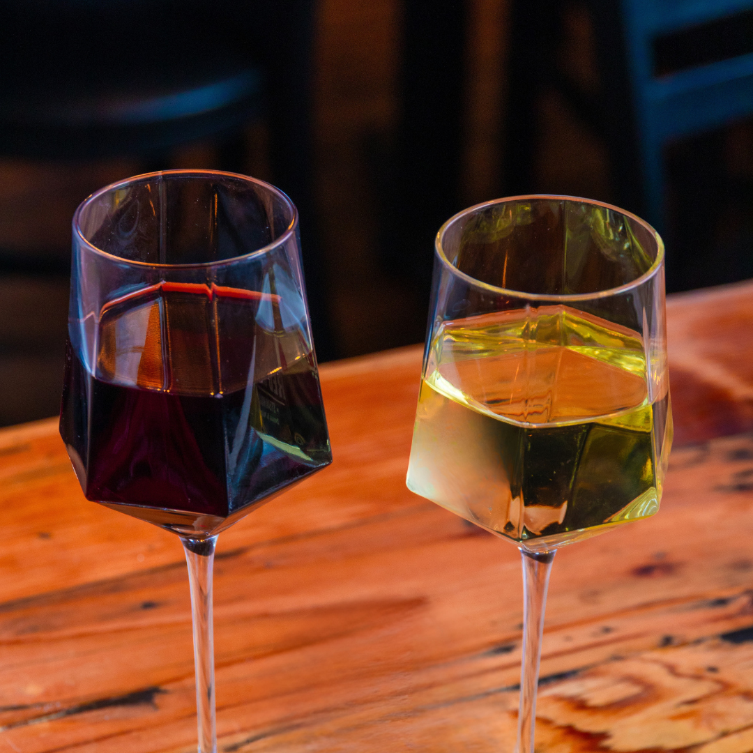 Wine Glasses - Set of 6 - Crystal Hexagon - Hand Blown