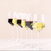 Wine Glasses - Set of 6 - Crystal Hexagon - Hand Blown