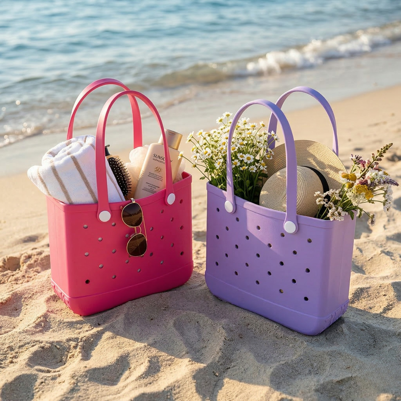 Waterproof EVA Beach Tote | Washable Ventilated Pool Bag with Drain Holes