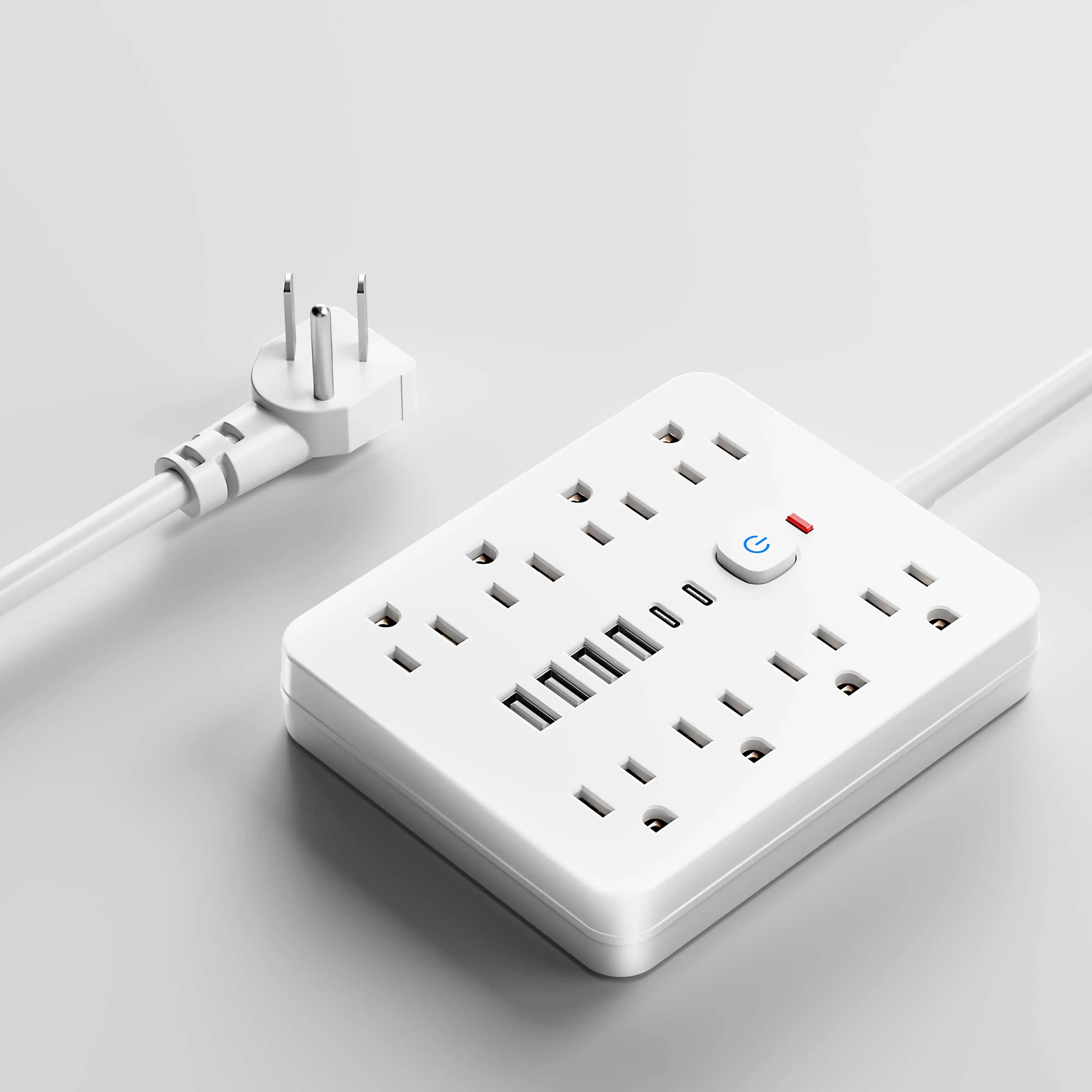 Versatile Power Hub Surge Protector – Power Strip with 8 AC Outlets & 4 USB Ports for Home & Office Charging