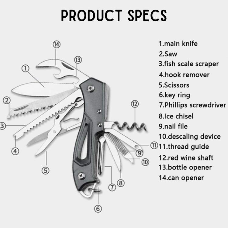Versatile Multi-Function Pocket Knife – Compact Stainless Steel Camping Tool & Everyday Outdoor Companion