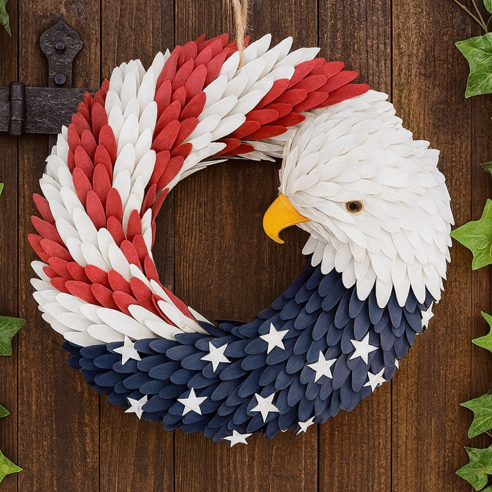 Patriotic American Eagle Wreath for Front Door and Home Wall Decor