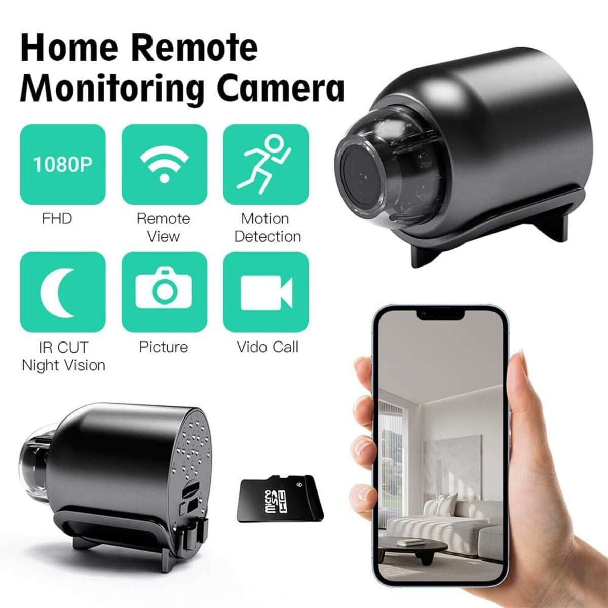 1080P Mini WiFi Security Camera | Waterproof 160° Night Vision