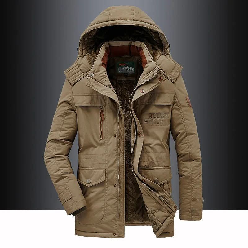 Stylish Windproof Fleece-lined Parka Jacket – Detachable Fur Hood Designed for Maximum Warmth, Comfort, and Cold-weather Protection