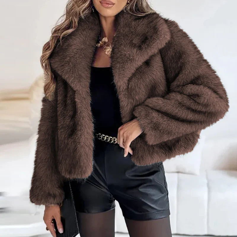 Women's Faux Fur Short Jacket | Stylish Winter Coat, Autumn Casual & Semi-Formal Style