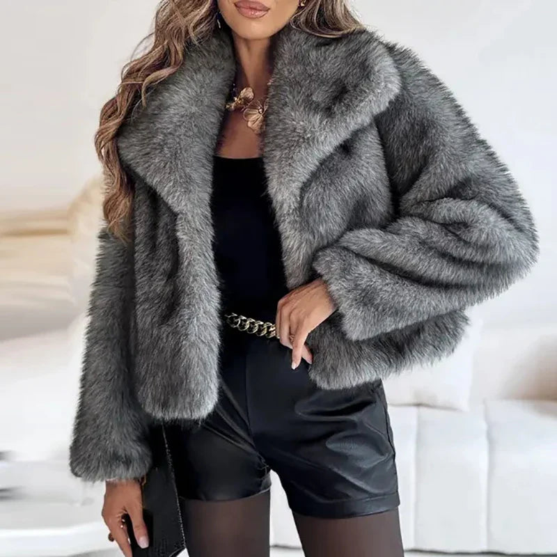 Women's Faux Fur Short Jacket | Stylish Winter Coat, Autumn Casual & Semi-Formal Style