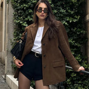 Women's Vintage Brown Suede Jacket | Demi-Season Autumn Winter Outerwear Style