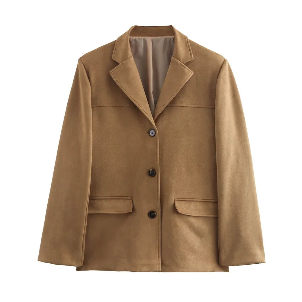 Women's Vintage Brown Suede Jacket | Demi-Season Autumn Winter Outerwear Style