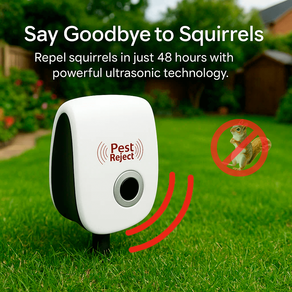 Ultrasonic Squirrel Repeller Device | Electronic Deterrent for Outdoor Yards