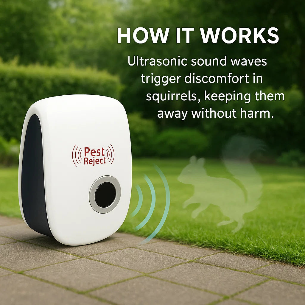 Ultrasonic Squirrel Repeller Device | Electronic Deterrent for Outdoor Yards