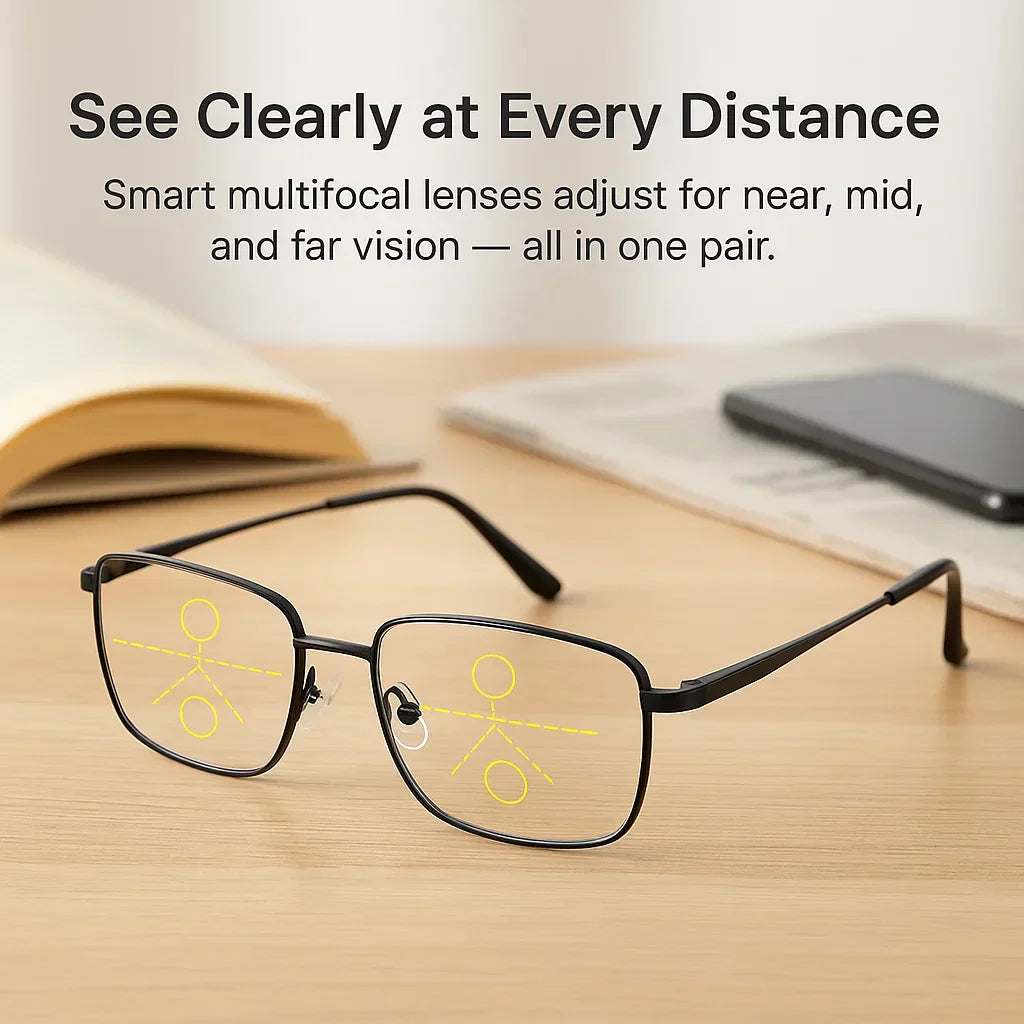 Progressive Multifocal Reading Glasses | German Design Bifocal Eyeglasses
