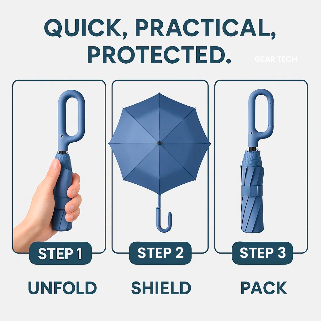Windproof Automatic Folding Umbrella | Compact Travel Size, Heavy Duty