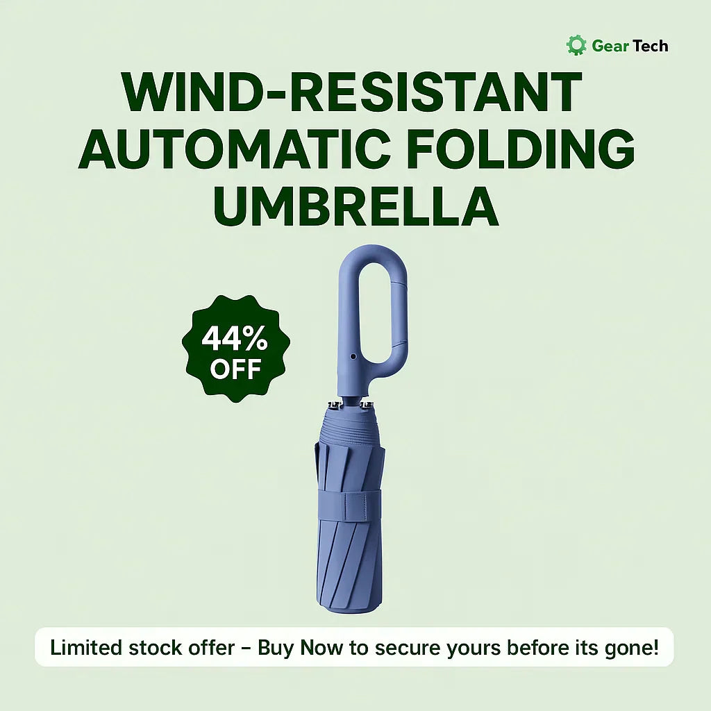 Windproof Automatic Folding Umbrella | Compact Travel Size, Heavy Duty