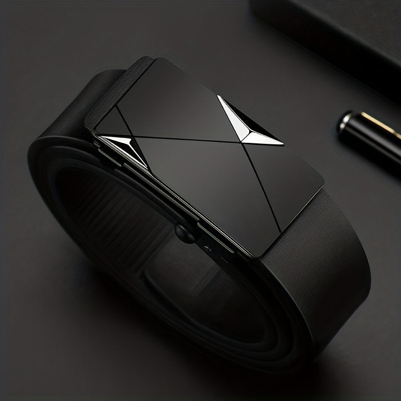 Men's Genuine Cowhide Leather Belt | Automatic Ratchet Buckle