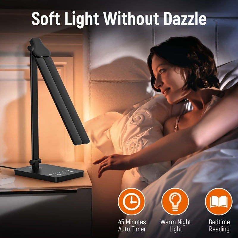 Adjustable LED Gooseneck Desk Lamp with Touch Dimming for Office