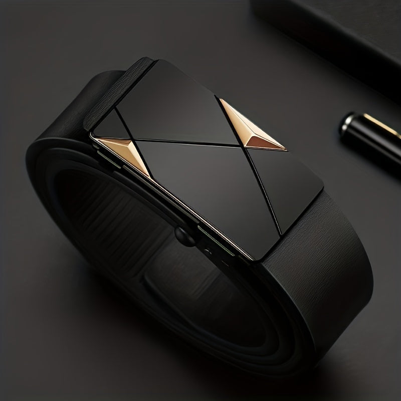 Men's Genuine Cowhide Leather Belt | Automatic Ratchet Buckle