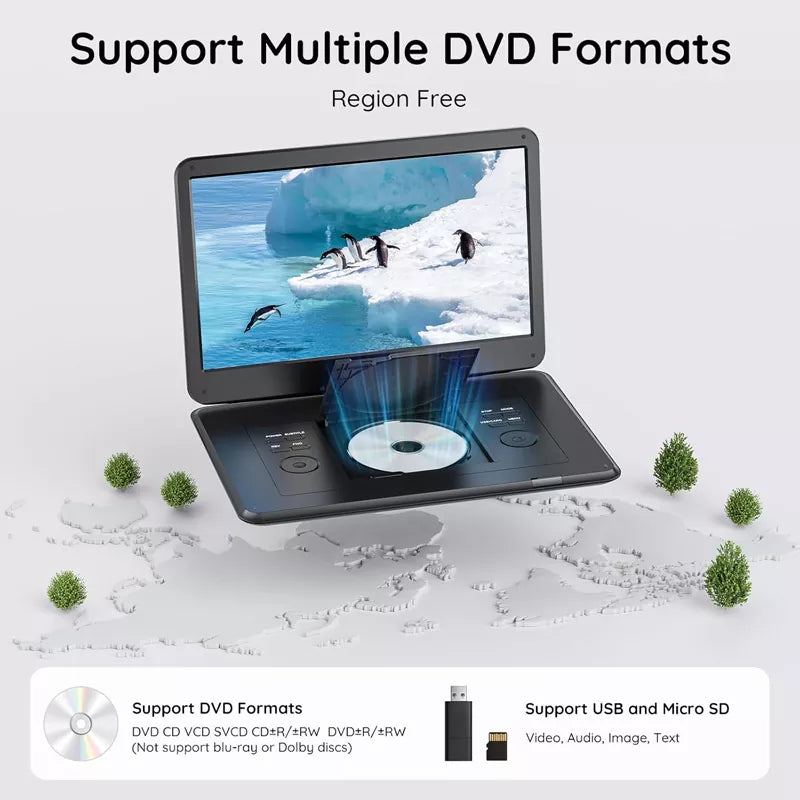 Large HD Portable DVD Player with Six Hour Battery and 15.6 Inch Screen