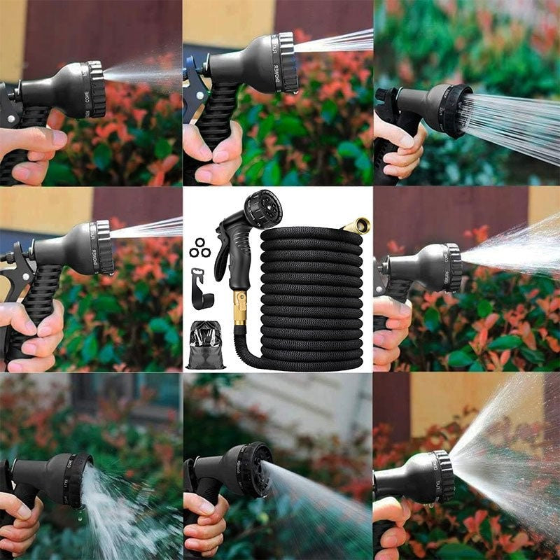 Expandable Flexible Garden Hose with Eight Function Spray Nozzle