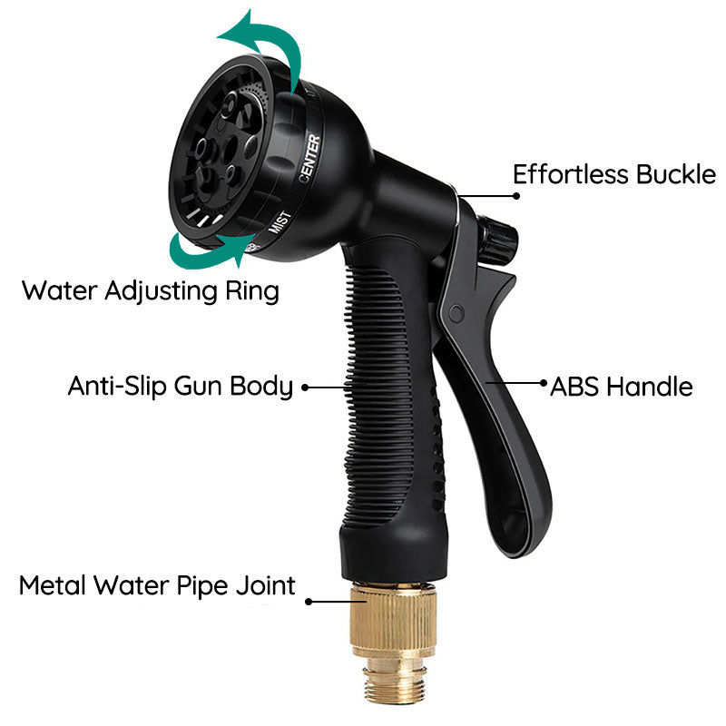 Expandable Flexible Garden Hose with Eight Function Spray Nozzle