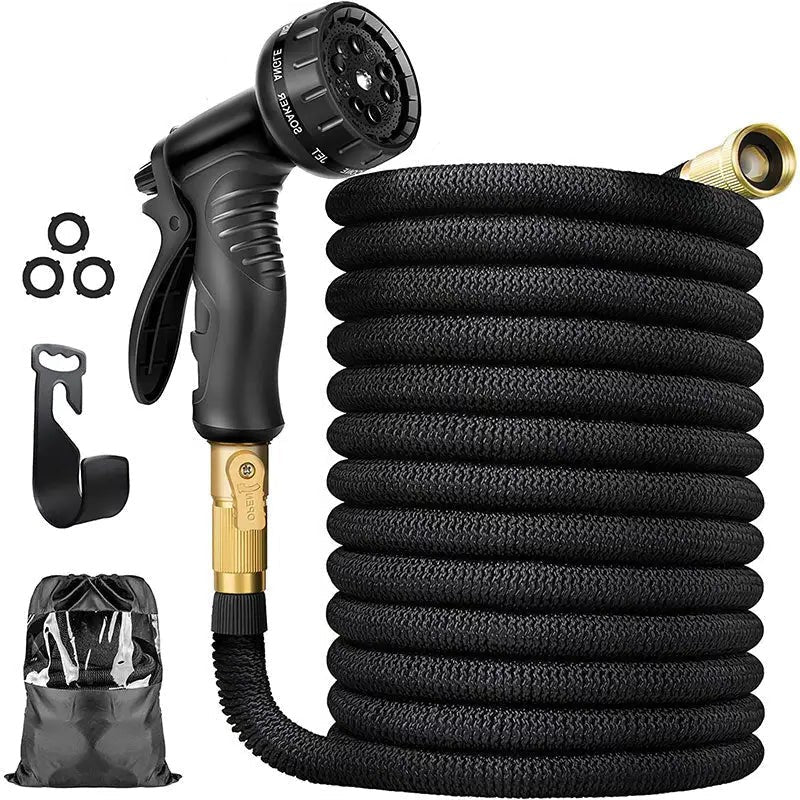 Expandable Flexible Garden Hose with Eight Function Spray Nozzle