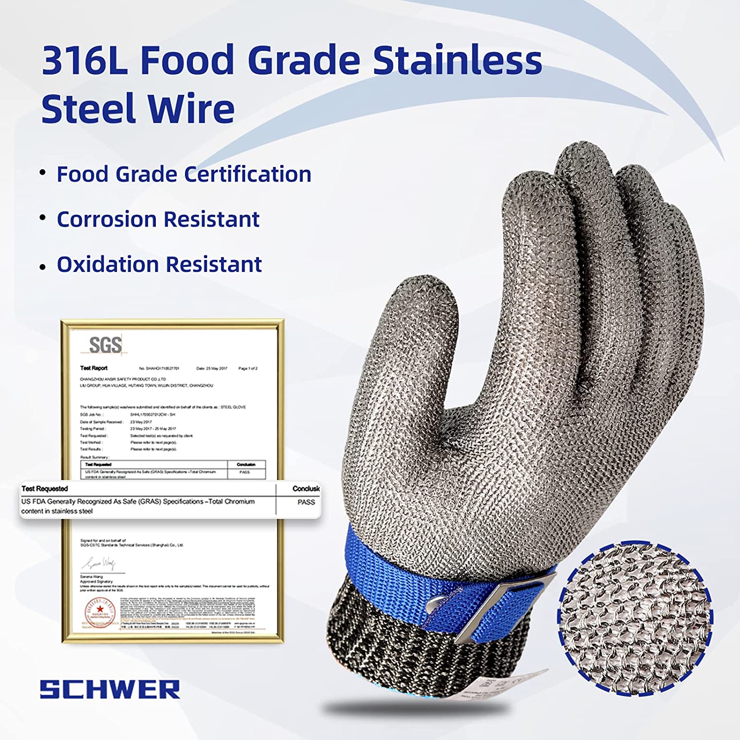 Stainless Steel Mesh Cut Resistant Glove | Food Grade Butcher Safety