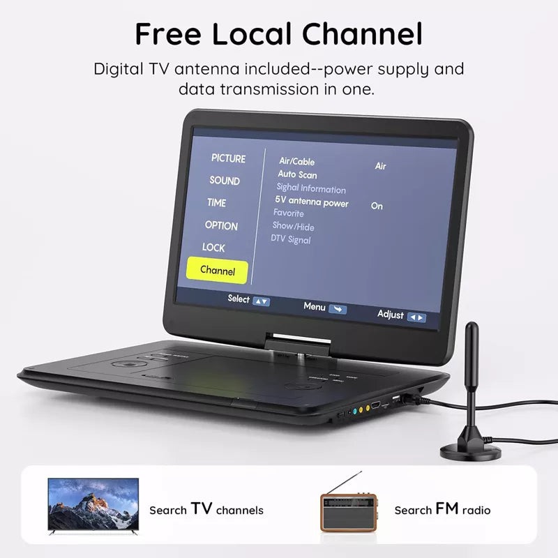 Large HD Portable DVD Player with Six Hour Battery and 15.6 Inch Screen