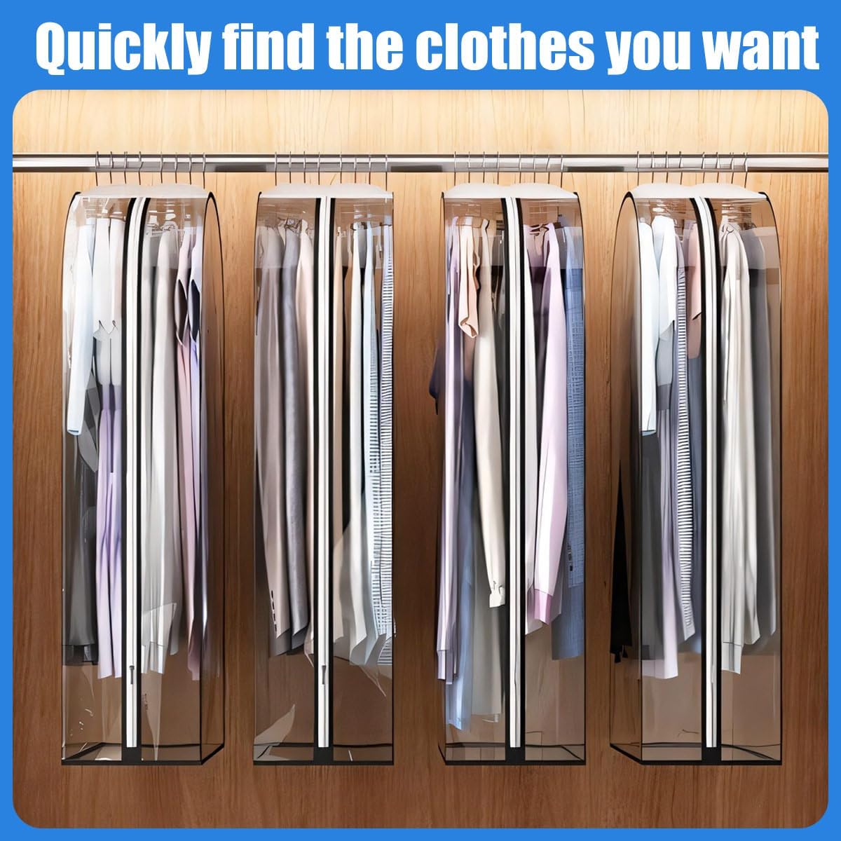 Clear Gusseted Garment Bags – Zippered Hanging Storage Covers for Suits, Coats & Dresses
