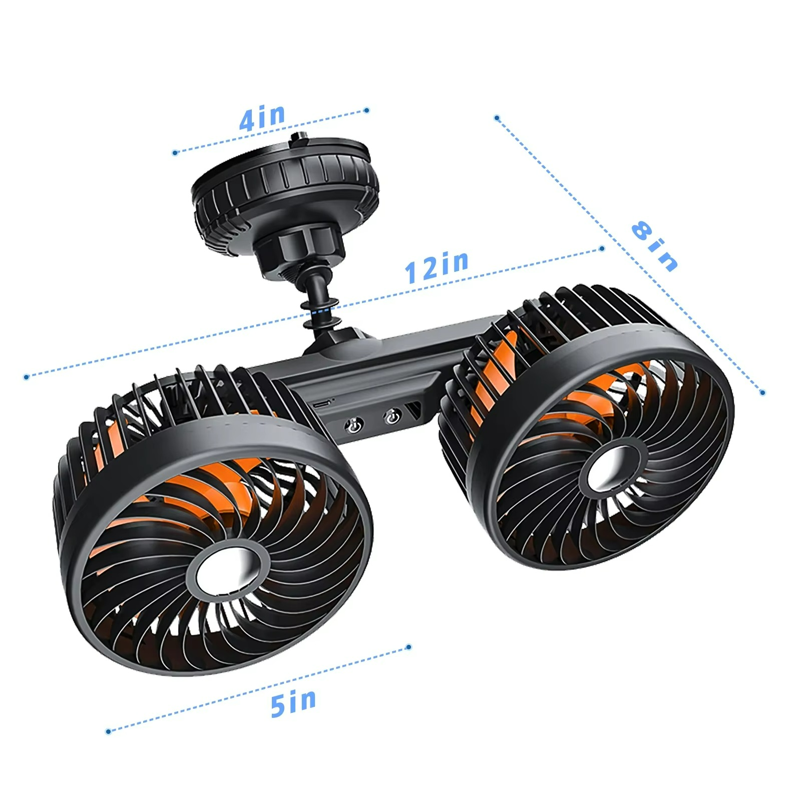 Wireless Rechargeable Car Fan with Suction Cup – 3-Speed Quiet Cooling for Car, Van & SUV