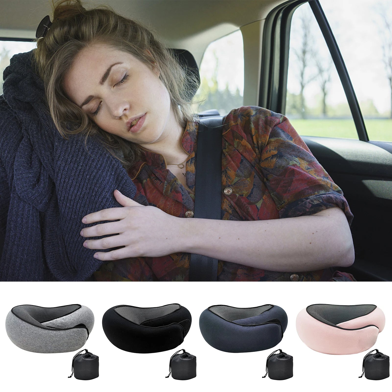 Memory Foam Travel Neck Pillow | U-Shaped Airplane Support Cushion