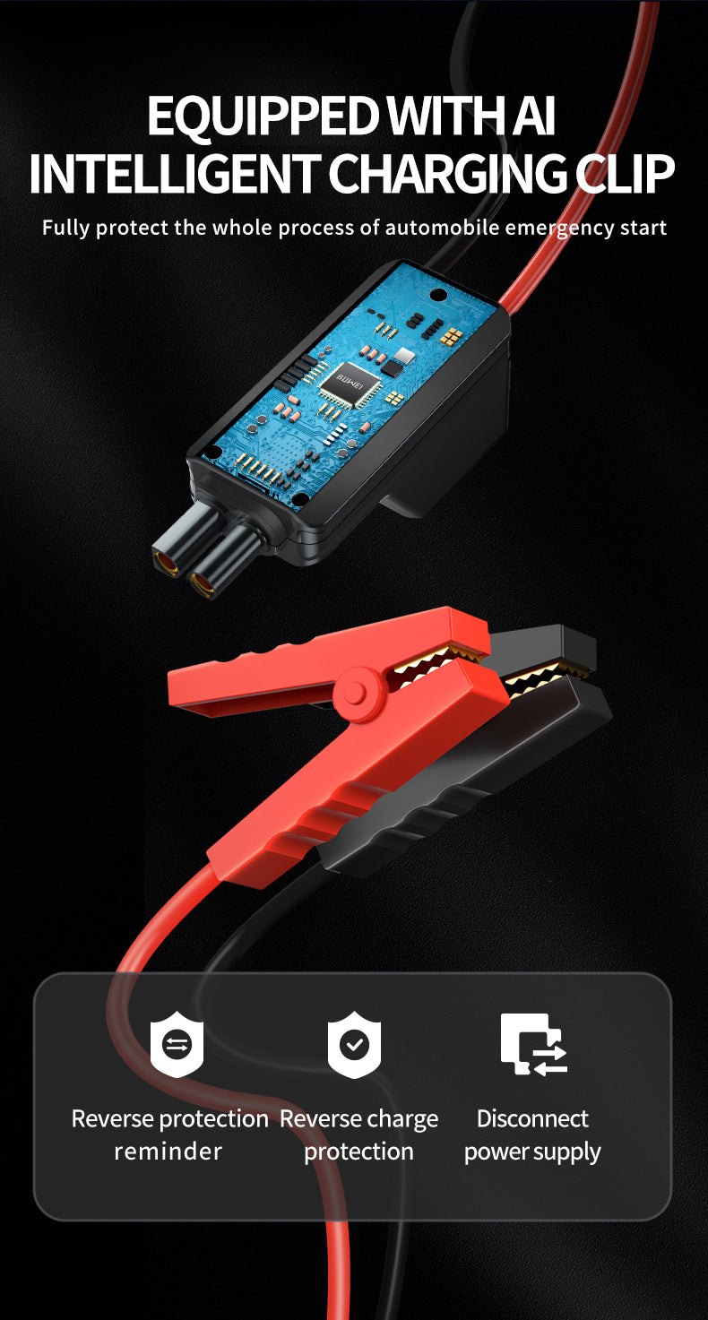 4-in-1 Car Jump Starter with Air Compressor, Power Bank, & LED Flashlight | 1000A Peak Portable Battery Booster