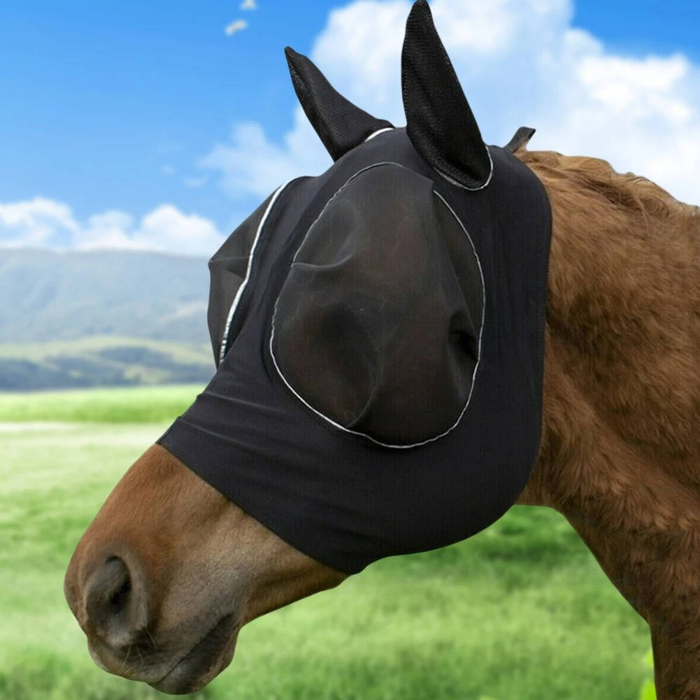 Mesh Horse Fly Mask | UV Protection Equine Veil with Ears