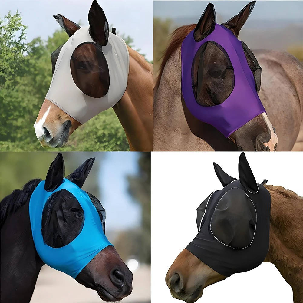 Mesh Horse Fly Mask | UV Protection Equine Veil with Ears