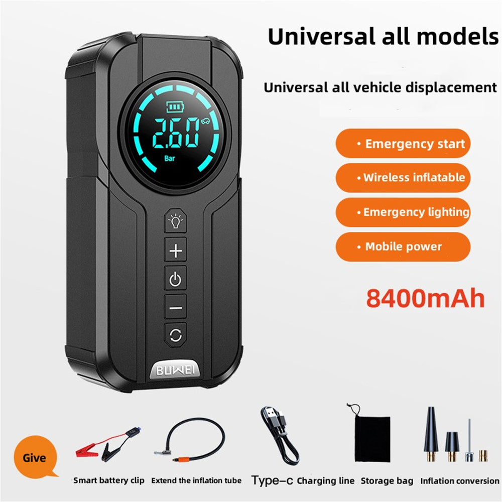 4-in-1 Car Jump Starter with Air Compressor, Power Bank, & LED Flashlight | 1000A Peak Portable Battery Booster